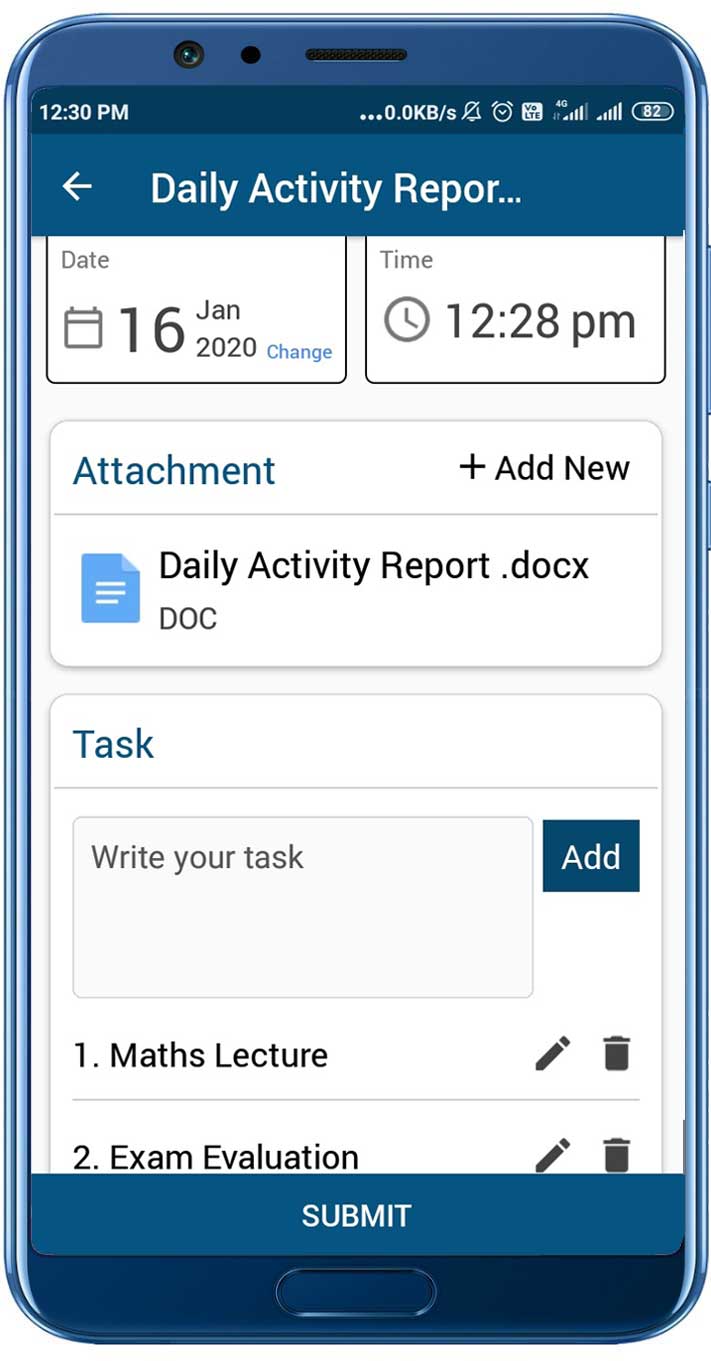 Daily Activity Report Add